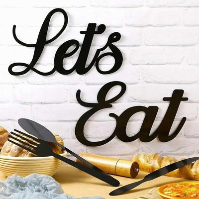 5 Stück/Set Metallschild „Let's Eat“, Gabel, Löffel, Messer, Schild, rustikaler Ausschnitt, Eat-Wanddekoration, Eisenkunst, Heimdekoration, hängendes Wandkunstwerk