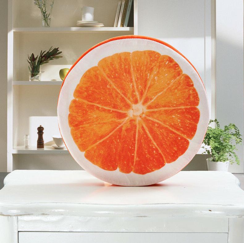 Утолщенная круглая мягкая плюшевая подушка с фруктовым дизайном подушка для офисного стула с татами подушка для детского сада с мультяшным рисунком милая подушка для сиденья 32x32x5CM оранжевый 2290₽