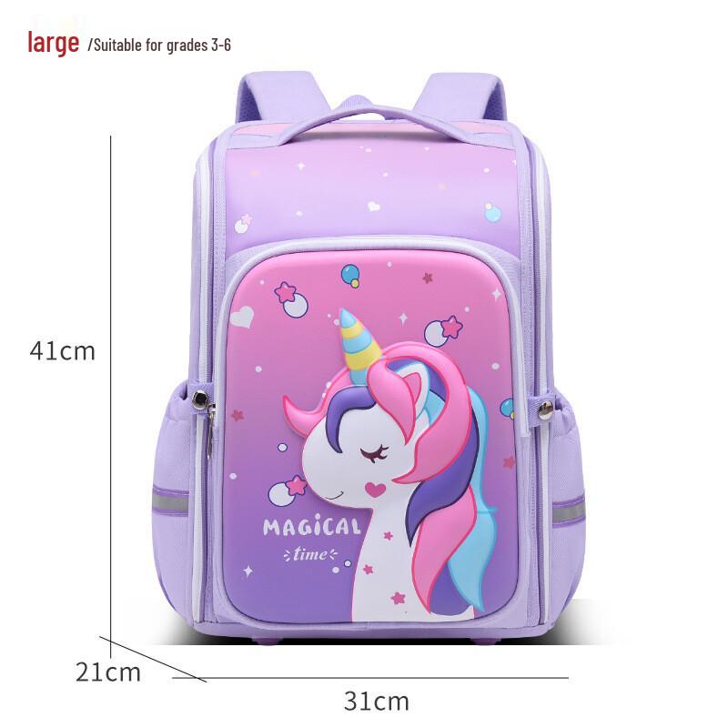 Girls' Cartoon Unicorn Lightweight Primary School Backpack