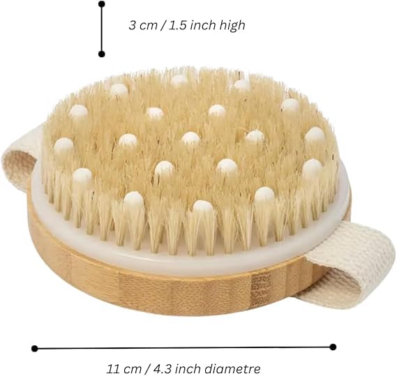 Dry body Scrubber for Dead Skin Wooden bath brush to Exfoliate & Soften Skin, Improve Circulation, Stop Ingrown Hairs, Reduce Acne and Cellulite