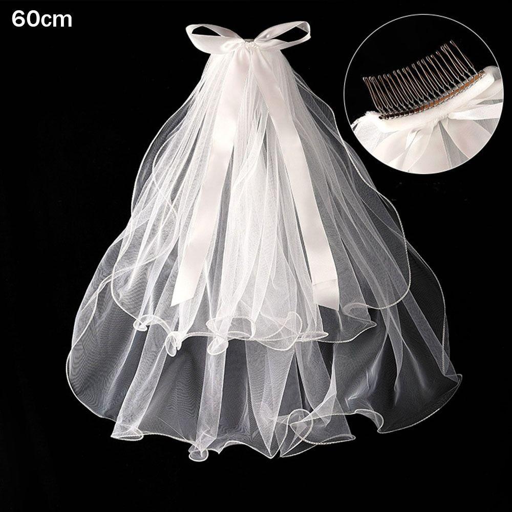 Accessories New Photo Veil Lace Edge Short Simple Wedding Veil With Comb Women's Tulle Bridal Veil