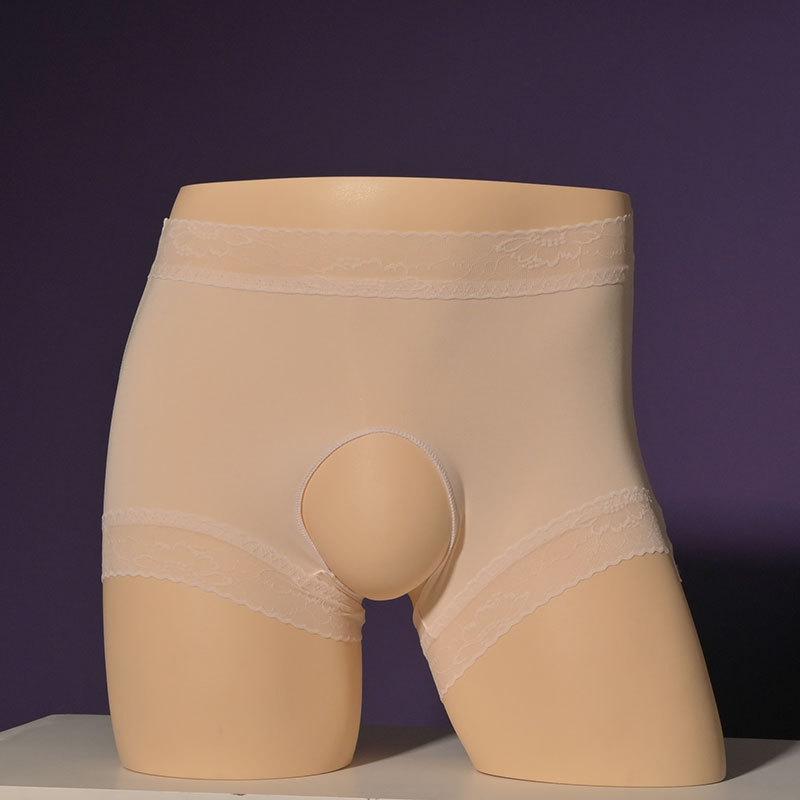 

Трусики из ледяного шелка с кружевом - Тутовый шелк, Бесшовные, Дышащие, Высокоэластичные женские трусы средней посадки, Большие размеры в наличии. Open Crotch