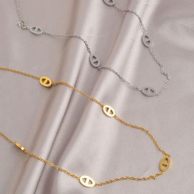 Women's Titanium Steel Pig Nose Necklace - Luxurious, Non-Fading Clavicle & Sweater Chain with Niche Design.