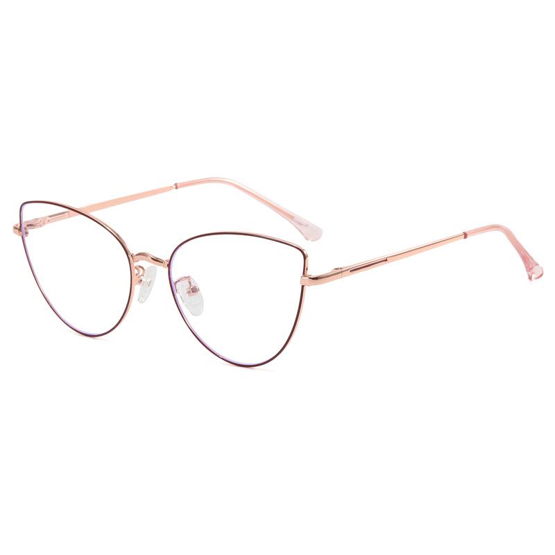 Fashion Cat Eye Anti-blue Light Glasses Women's Plain Thin Frame Glasses Metal Spring Legs Computer Eyewear use