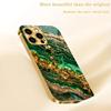 Grünes Texturdesign galvanisierte Glas-Handyhülle geeignet für iPhone 17 16 15 14 13 12 11 Pro/Max/Plus stoßfeste Rückseite