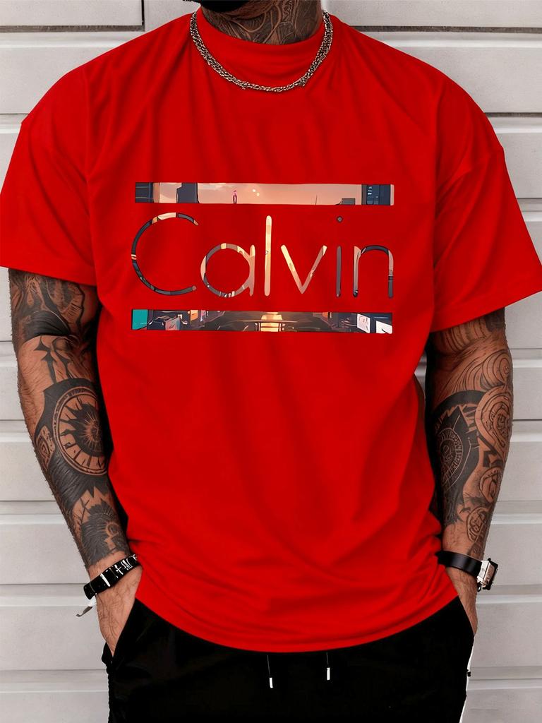 Unisex Lässiges Street Style T-Shirt Bedruckt mit Buchstaben und Stadtlandschaftsdesign Geeignet für Erwachsene Lässige Kleidung Sport Draußen