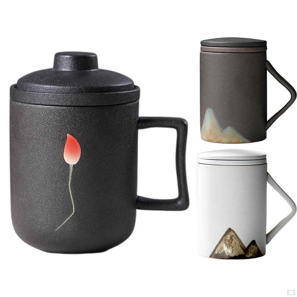 Malowany ceramiczny chiński porcelanowy kubek do herbaty i filiżanka z pokrywką, sitkiem i filtrem, do użytku