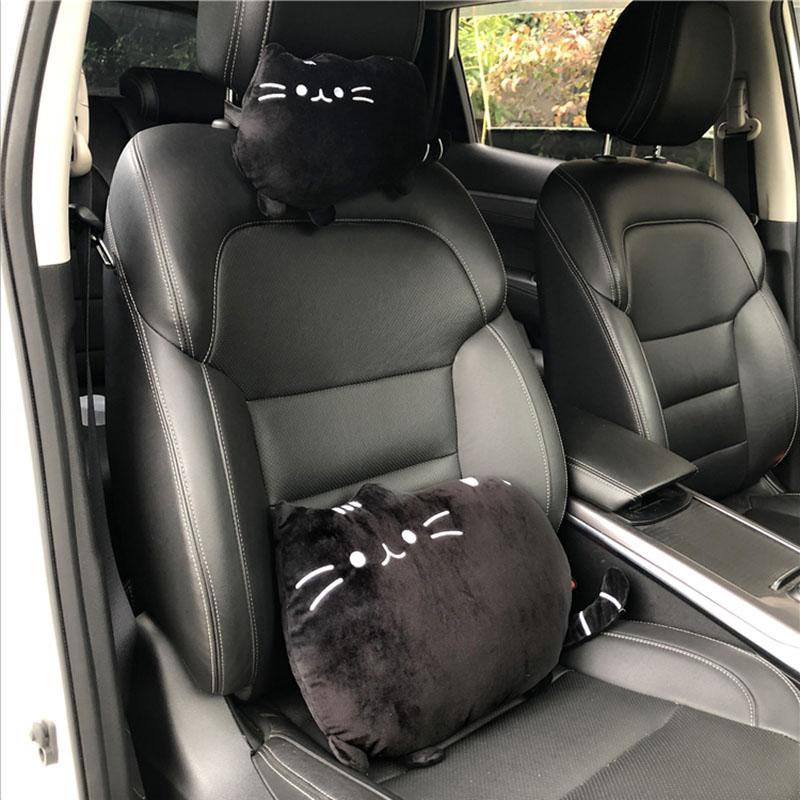1PCS Creative Cartoon Cute Cat Auto Car Seat Head Neck Rest Cushion Headrest Pillow Plush Pad Car Safety Pillow Car Accessories