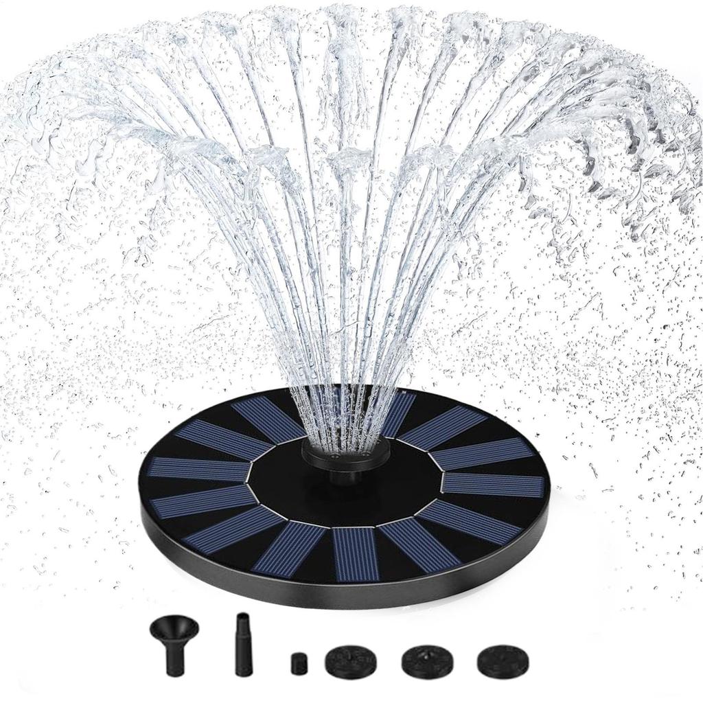 Garden Solar Fountain With Multiple Nozzles Solar-Powered Bird Bath Fountain Pump Stand-Alone Floating Solar Water Pump 13/16/18