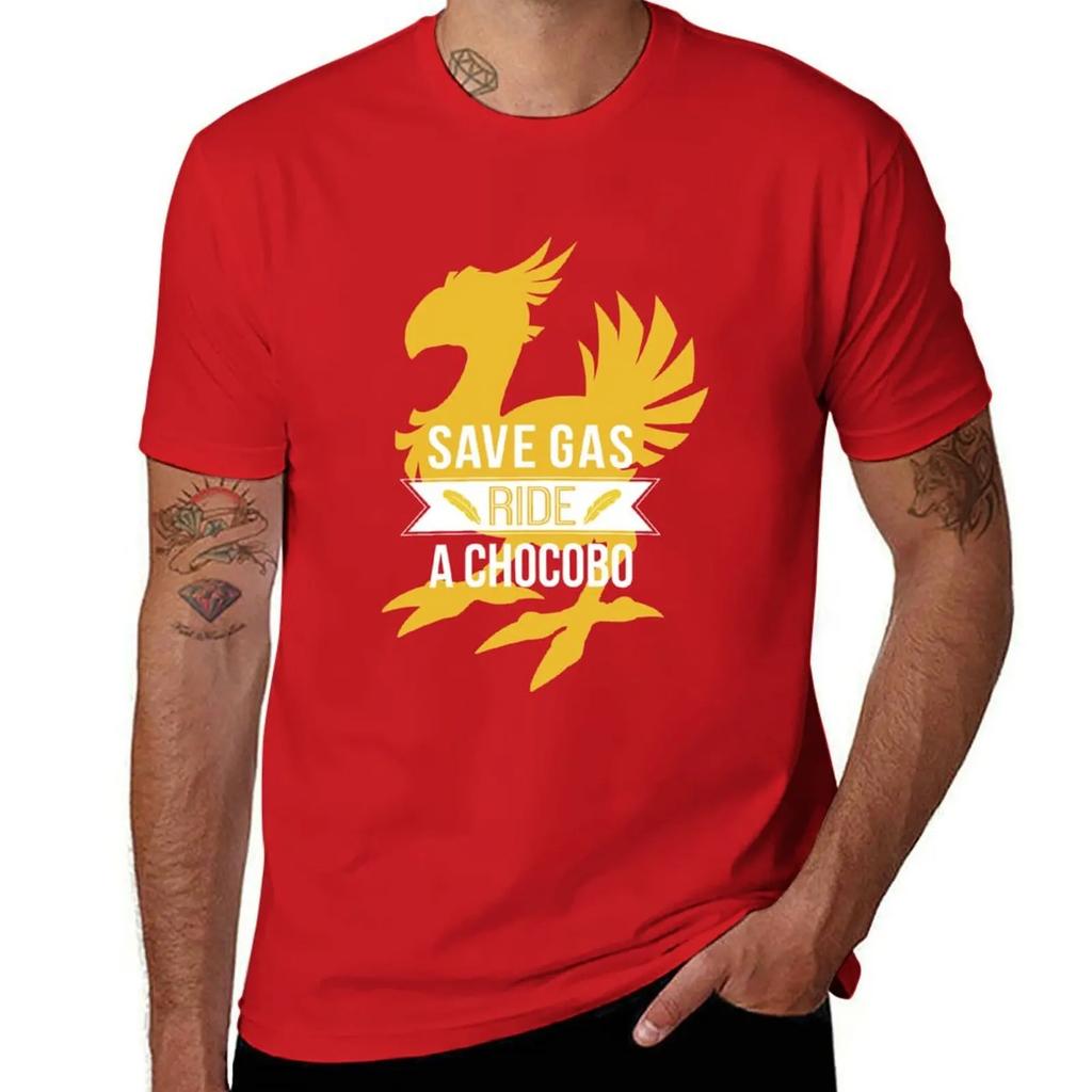 Save Gas Ride A Chocobo T-Shirt cute clothes vintage anime shirt aesthetic clothes hippie clothes outfits for men