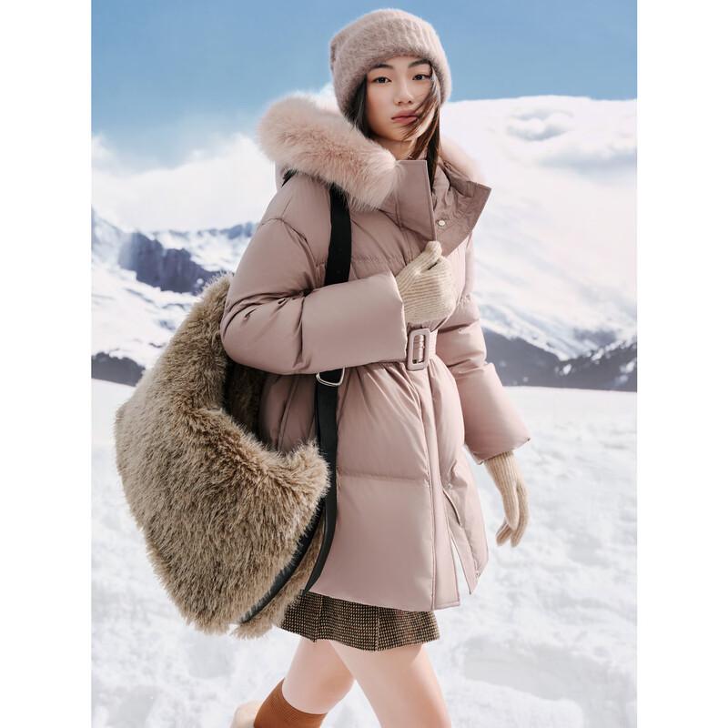 JUZI Annakou Women's Puffy Duck Down Jacket with Fur Collar