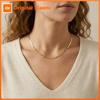 Vnox 18K Gold Plated Klinge Flache Schlangenkette Halsketten, Edelstahl Klinge Choker Anti-Allergie Schmuck Geschenk für Frauen Mädchen