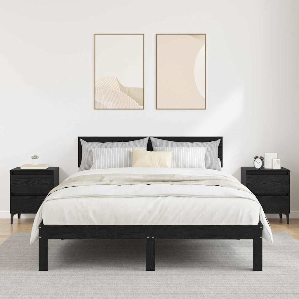 Nightstand 2 Pcs Black Oak Effect 40 X 35 X 50 Cm
