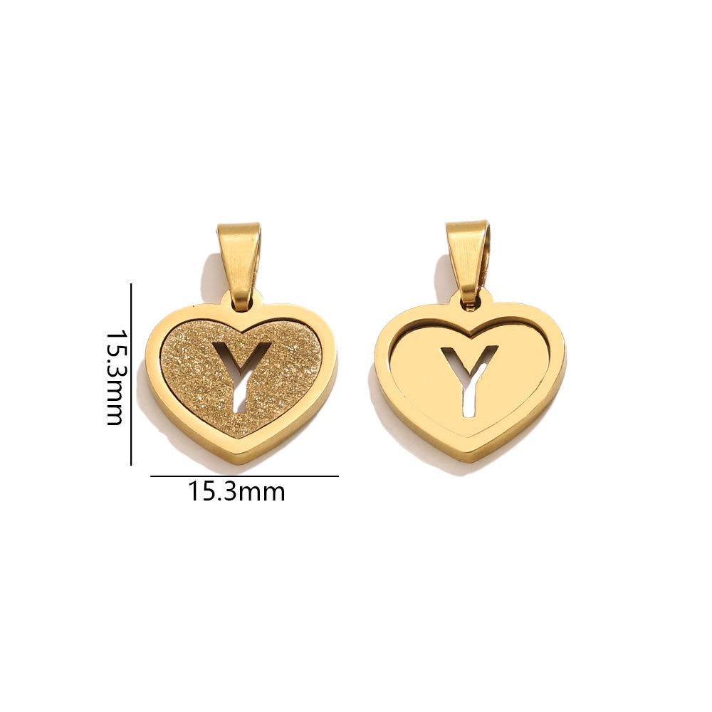 5Pcs/Bag Stainless Steel Gold-plated Heart Letter Pendant DIY Accessory Fashionable Versatile Letter Necklace Pendant