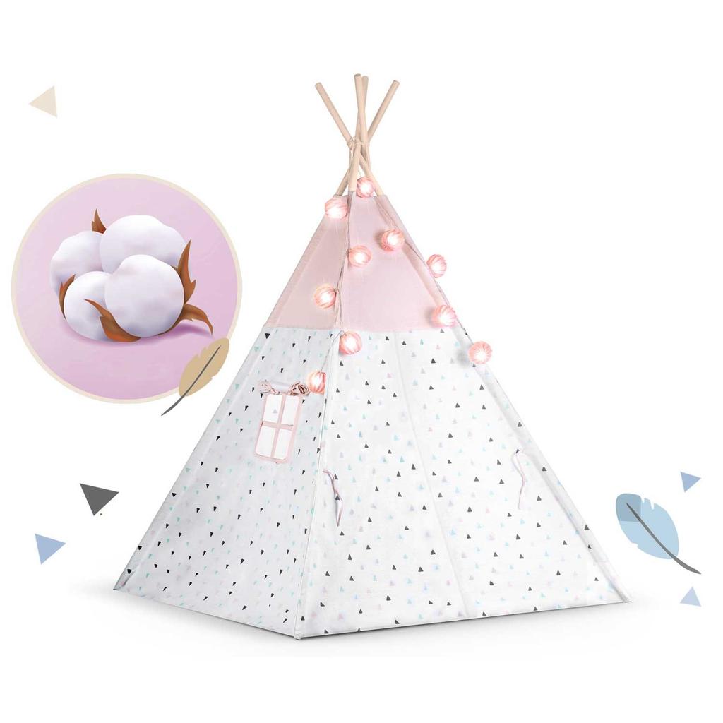 Tenda Teepee Nukido per Bambini con Ghirlanda e Luci - Rosa