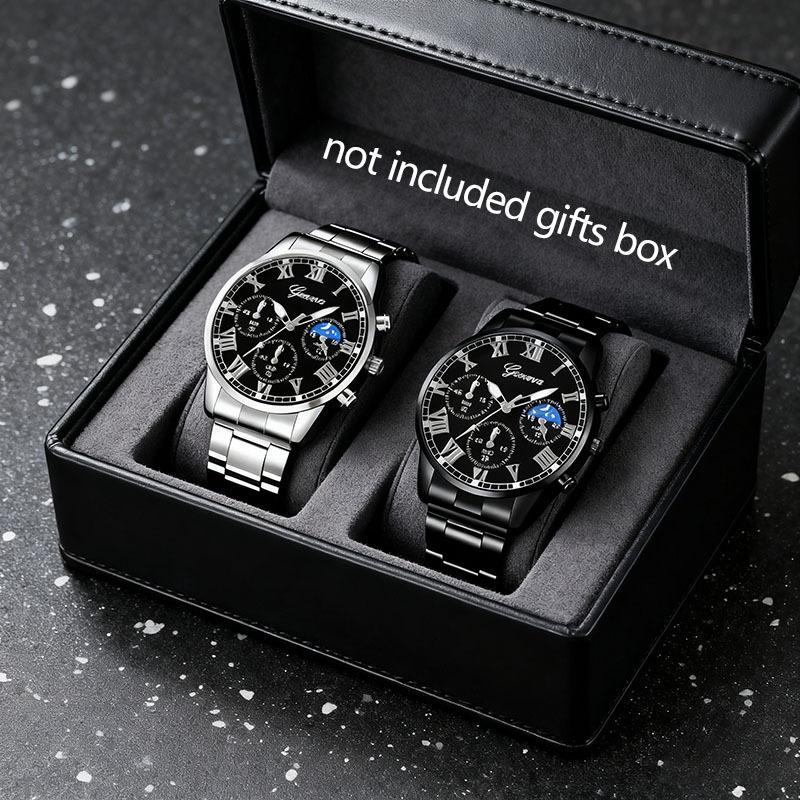 Geneva high-quality men's luxury belts fashionable quartz watches casual men's round business sports luxury quartz watches