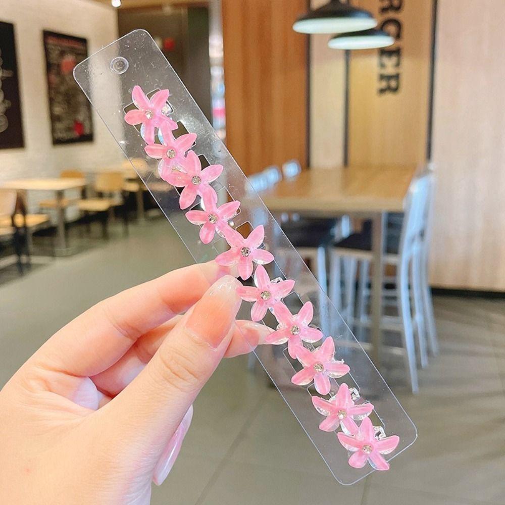 10pcs Children Weaving Headwear Women Girls Headdress Flower Hairpin Crystal Diamond Hair Clip Simple Snap Clip Hair Accessory