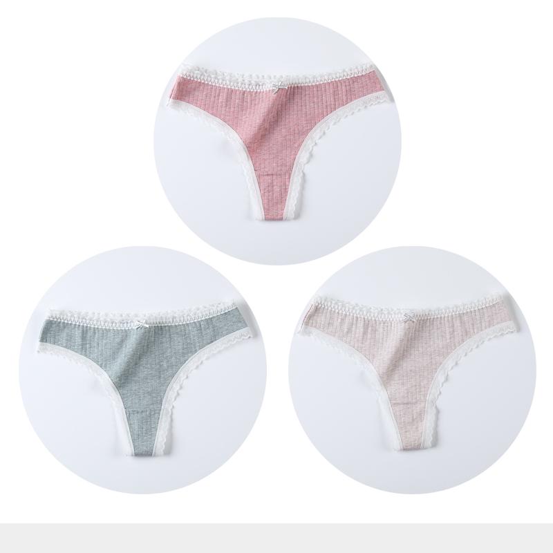 3 Pcs/Set Women Panties G-String Underwear Fashion Thong Sexy Cotton Panties Ladies G-string Soft Lingerie Solid Low Rise Panty