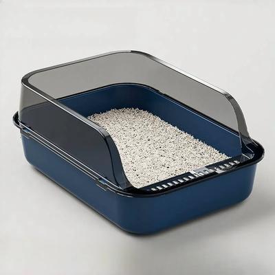Bassin ouvert en plastique anti-éclaboussures pour chat, grande capacité, toilettes pour chat, maison voyage, bac à sable pour animaux de compagnie, plateau amovible pour chaton, accessoires de nettoyage