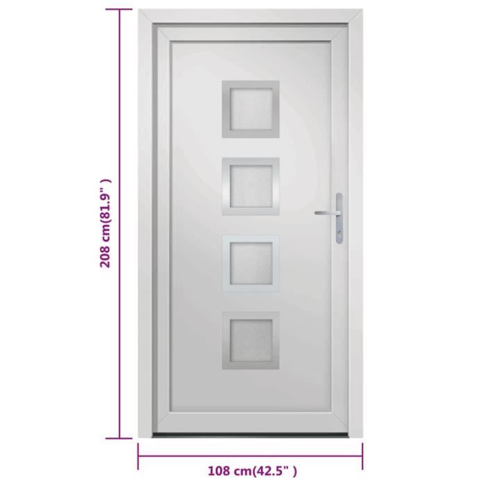 VidaXL Front Door White 108x208 Cm PVC 3187848