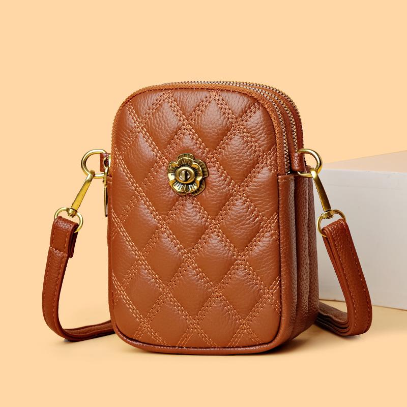 Bolsas femininas de marca de moda de couro de vaca, mini bolsas para celular, tendência de designer, bolsas femininas, bolsa transversal casual de couro genuíno