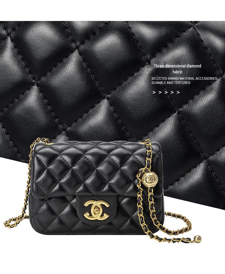 2025 Dames Vierkante Gouden Ketting Crossbody Tas - Lamsleer Diamant Ruit