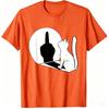Middle Finger Cat Statement Cat Funny Gift T-Shirt Regular Short Sleeve Tops O-neck Men's Cotton T-shirt Cotton Summer Shirts