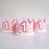 1pc Daisy Pattern Pink Crown Hat 2025 Princess Baby 1st Happy Birthday Photography Props Shower Decorative Party Product