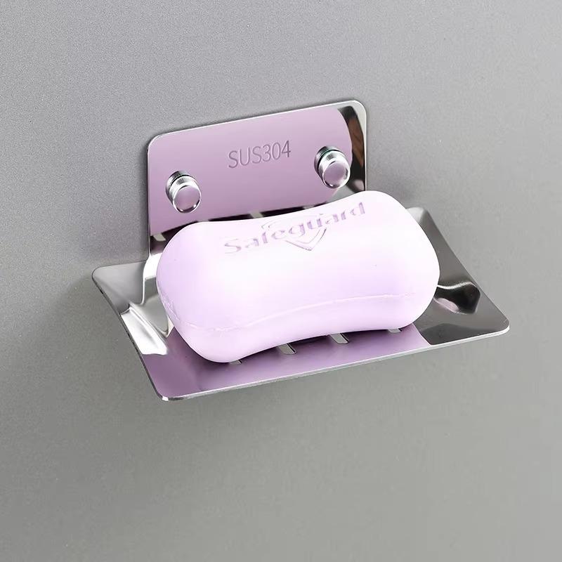 Soap Dish Tray Soap Holder Wall-mounted Non-porous Drain Soap Dish For Holding Soaps Household Bathroom Portable Soaps Dishes