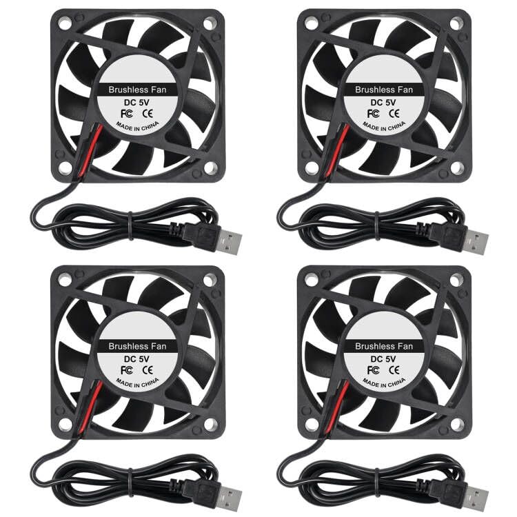 4pcs 40mm USB Brushless Cooling Fan 40mm x10mm DC 5V Quiet Cooling Fan 4010 Mini Computer Fan for Small Appliances Series Replacement 6010 5V USB