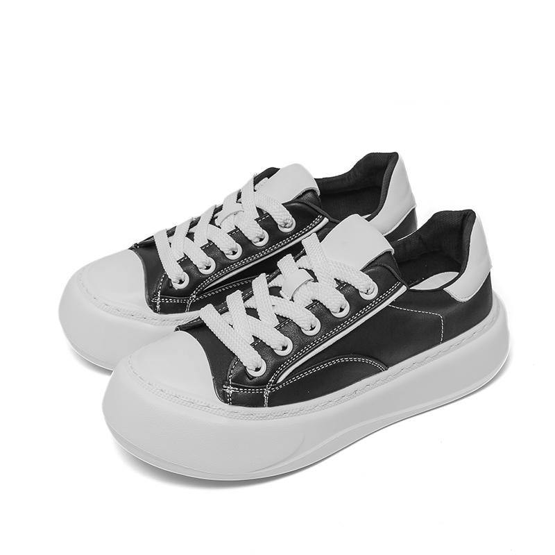 Fashion Fashion High Quality Casual Leather Men Board Shoes Thick Bottom  Comfy Outdoor Walking Shoes Antiskid Running Lace-Up Shoes