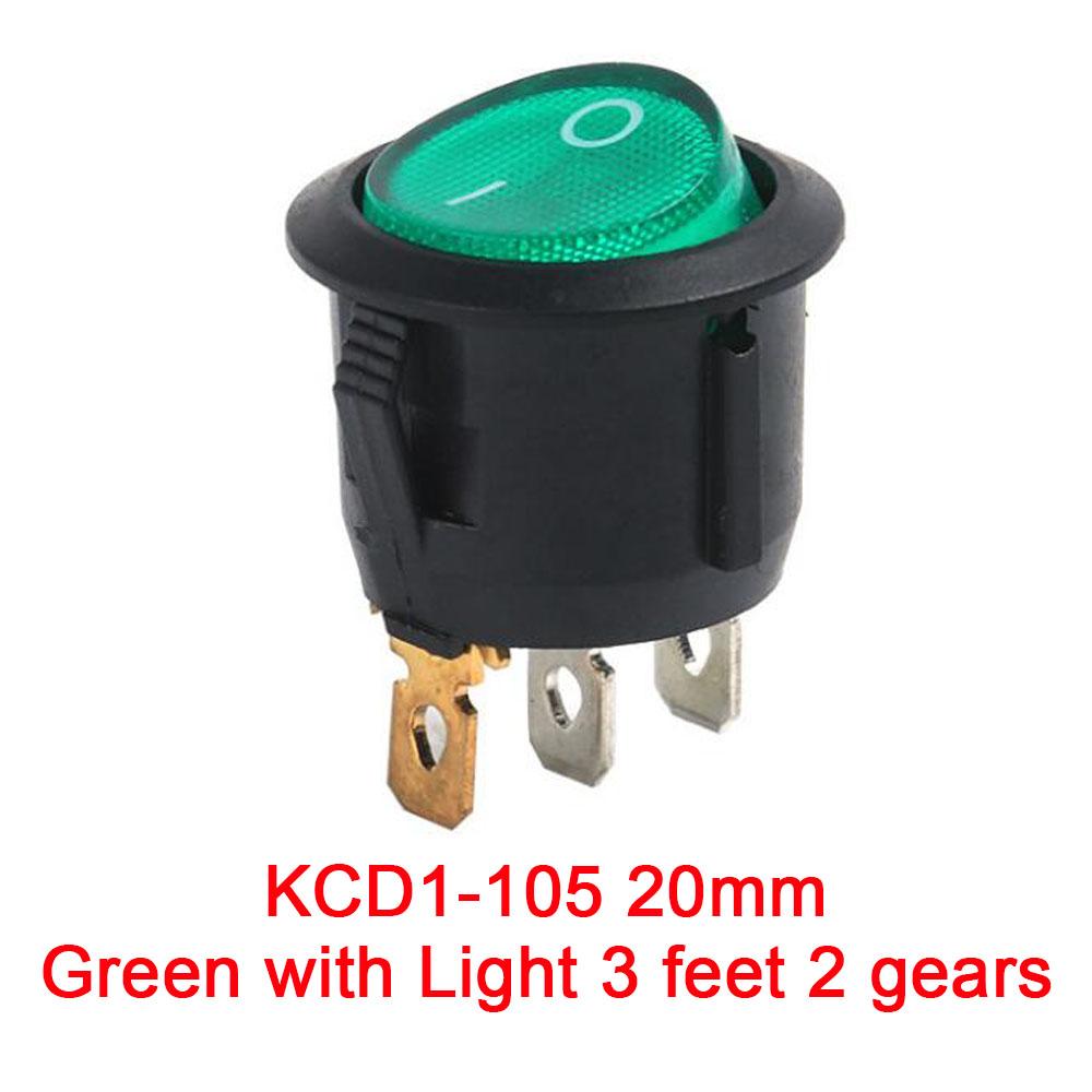 10 PIEZAS Interruptor Circular Tipo Barco con Lámpara 3 Pines/2 Pines KCD1-105 Interruptor Basculante de Segunda y Tercera Velocidad con Interruptores de Luz4