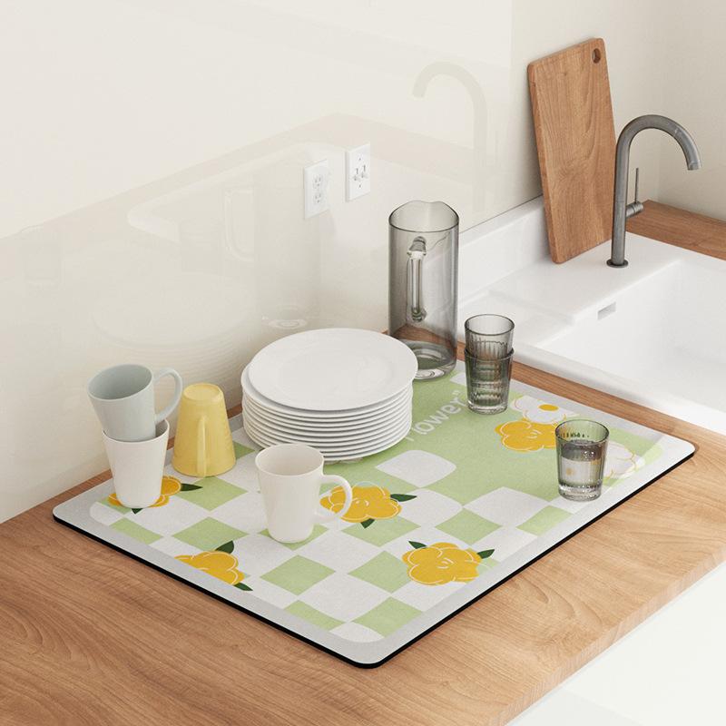 Coffee Dish Super Absorbent Anti-slip Large Kitchen Absorbent Draining Mat Drying Mat Quick Dry Bathroom Drain Pad Placemat