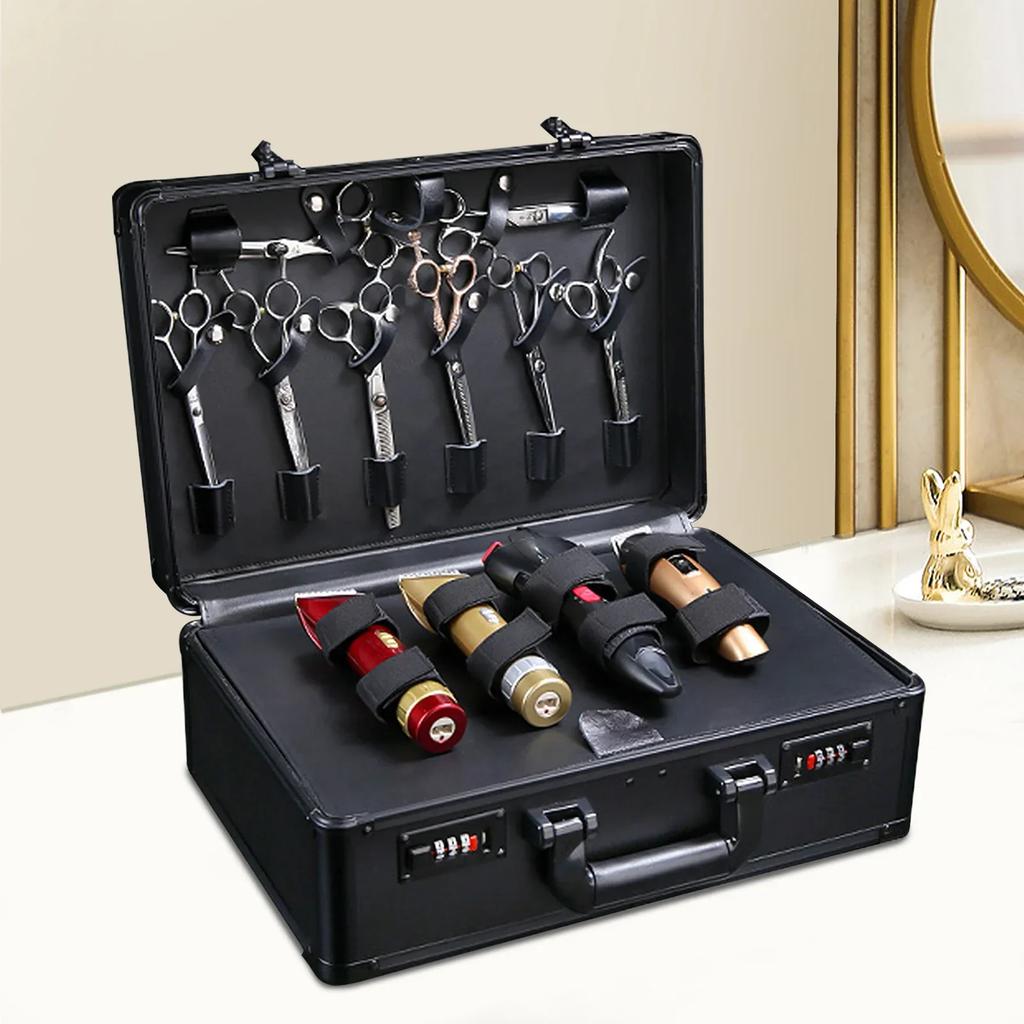 Hairdressing Bag Hairdresser Travel Case Portable Barber Tool Box Mobile Beauty Cosmetics Toiletry Bag Organiser Holder (Black)
