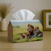 1pc Naturalistic Wildlife Classic Tissue Holder Featuring a Lion Family, Designed for Warm Fabric Napkin Storage. Ideal for Kitchens And Cars, This El