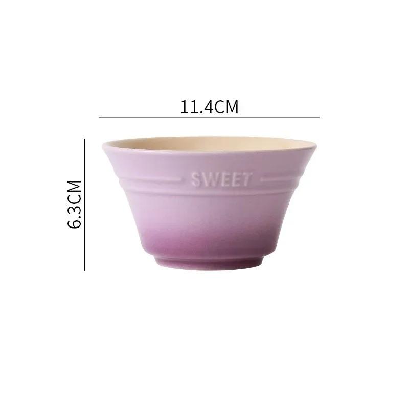 4.5inch Ceramic Bowls Japanese Rainbow Gradient Color Rice Bowl Fruit Salad Ramen Bowls Kitchen Dessert Salad Steamed Egg Bowls