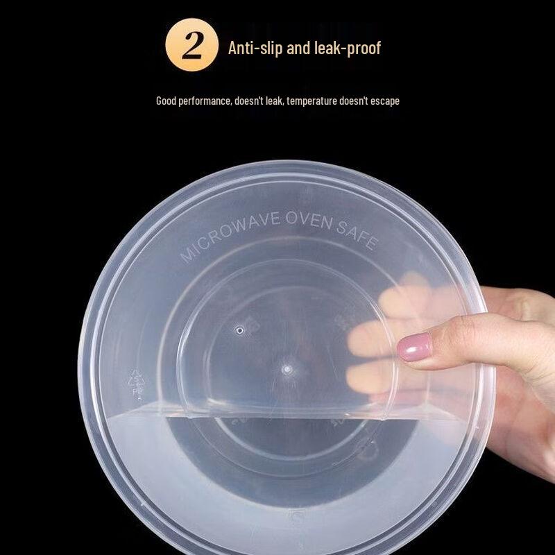 Handun Disposable Round Plastic Food Containers with Lids (300 Sets)