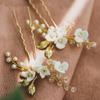 Handmade Pearl Floral Bridal Hair Accessories Women's Bobby Hair Pin Set for Wedding Alloy Material Elegant Headpiece