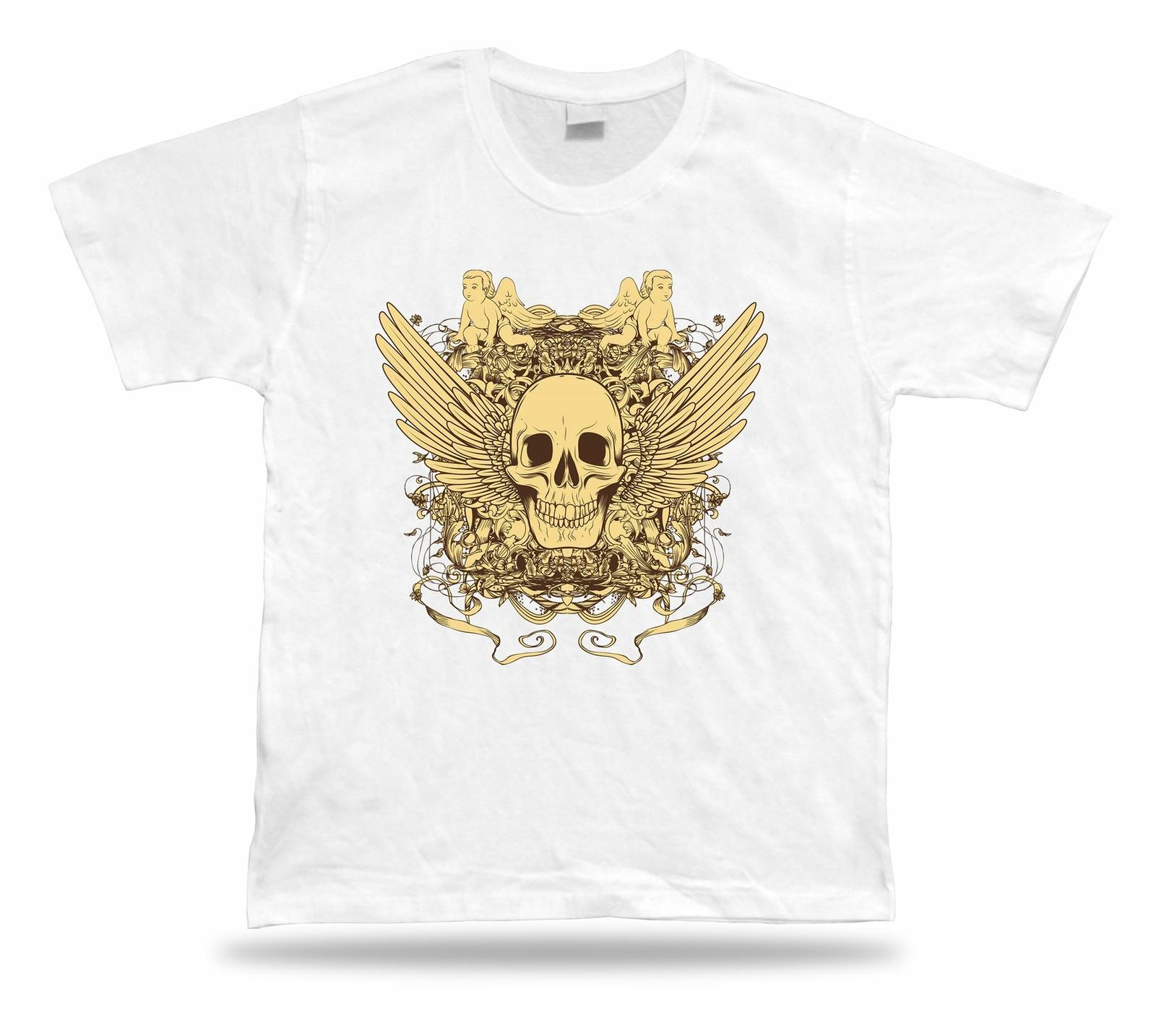 

Angels and Skeleton Skull Wings Floral t shirt tee design special gift present 5XL різнокольоровий