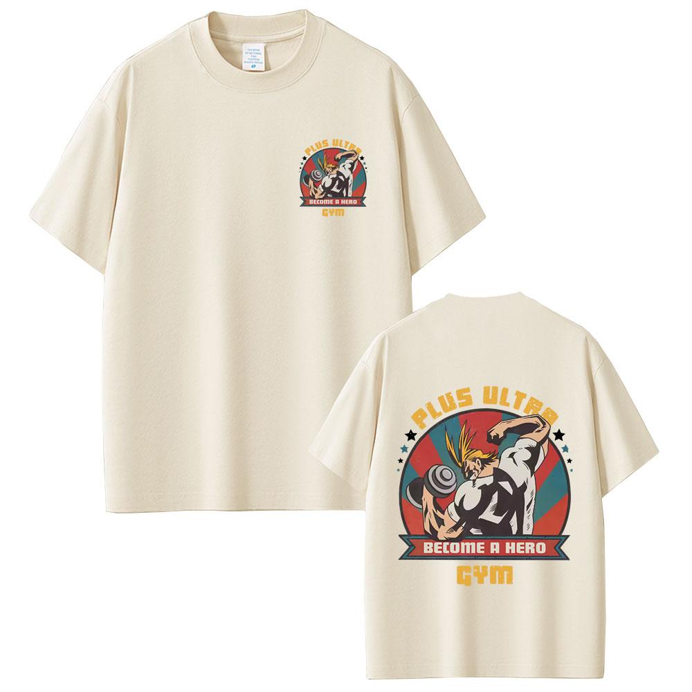 Anime My Hero Academia All Might Plus Ultra Gym Graphic Tshirts Unisex Women Fitness Casual Cotton Y2K Tee Male Vintage Streetwear