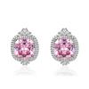 High-end simulation dark blue colored gemstone lavender purple stud earrings with zircon ear jewelry