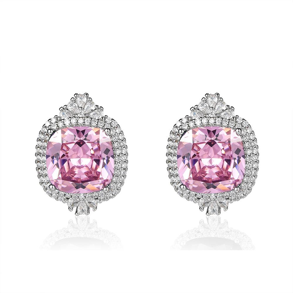 High-end simulation dark blue colored gemstone lavender purple stud earrings with zircon ear jewelry