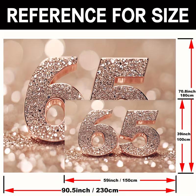 2D Flat Rose Gold 65th Birthday Backdrop for Home Party & Photo Booth