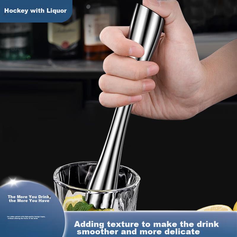 BJ Stainless Steel Ice Crusher Hammer, Ice Breaker, Juicer Stick, Shaker Cup Muddler, Lemon Tea Tool, Ice Crusher Hammer, 26cm Long Versio