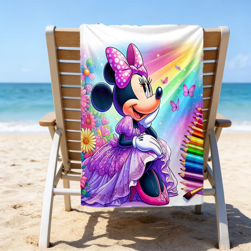1pc Minnie18 Beach Towel with Custom Name, Beach/Swimming/Bath/Picnic/Camping Towel, Suitable for Seaside Beaches