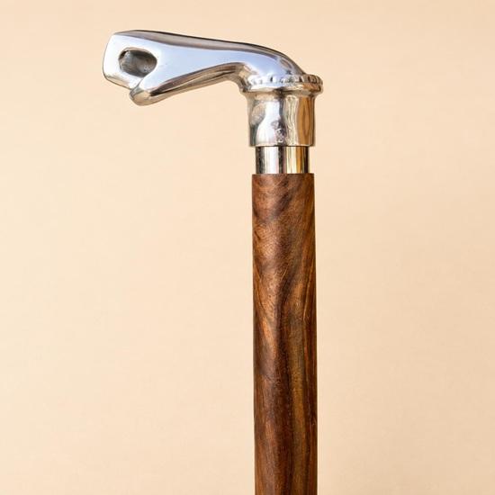 Solid Brass Silver Punch Head Wooden Walking Stick Handmade Gentleman Cane Gift for Him  93.98 Cm
