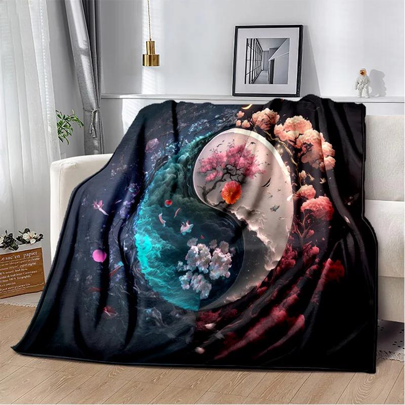 3D Naturalize Yin and Yang Chinese Tai Chi Blanket,Soft Throw Blanket for Home Bedroom Bed Sofa Travel Office Cover Blanket Kids
