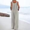 Damski kombinezon jednokolorowy, etniczny, luźny, z szerokimi nogawkami, głębokim kroczem, letni kombinezon Codzienne ubrania