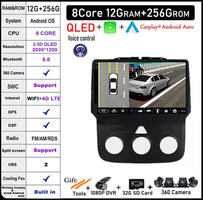 Wireless CarPlay Android 14 Radio For Dodge RAN 1500 2500 3500 2013-2018 GPS Navigation Stereo Car Intelligent Systems 4G WIFI