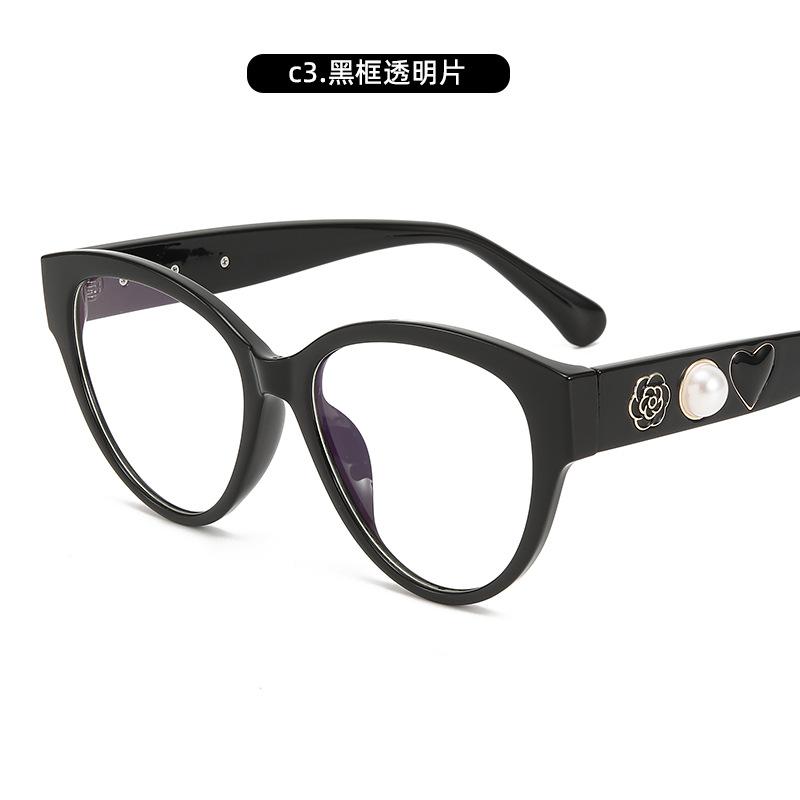 Year Retro High-End Cat Eye Sunglasses Xiaoxiangfeng Camellia Pearl Sunglasses Trendy Glasses
